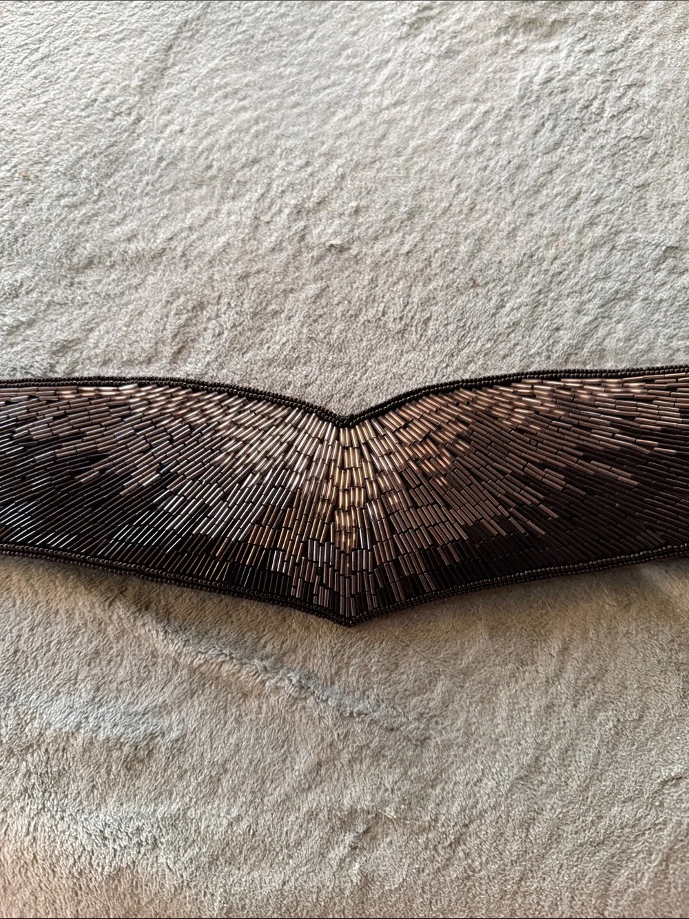 La Regale Beaded Evening Waist Belt - Black and Silver